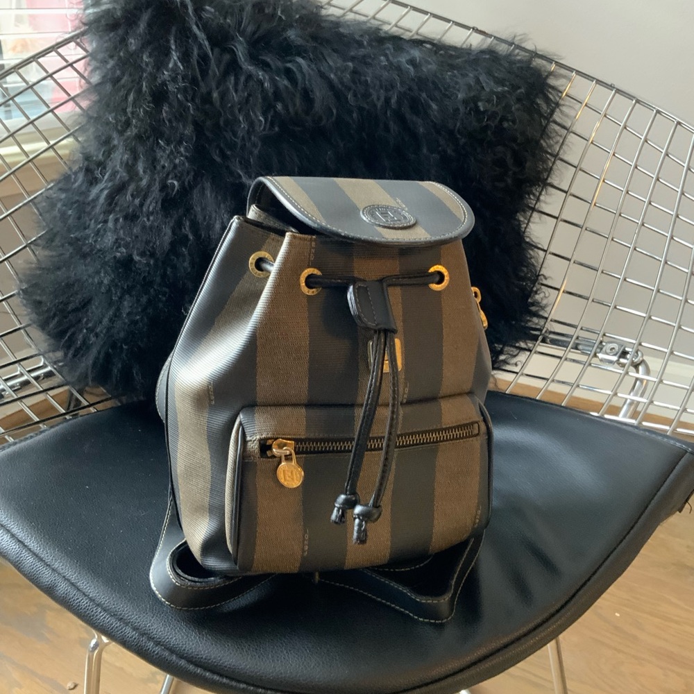 Fendi pequin stripe leather backpack